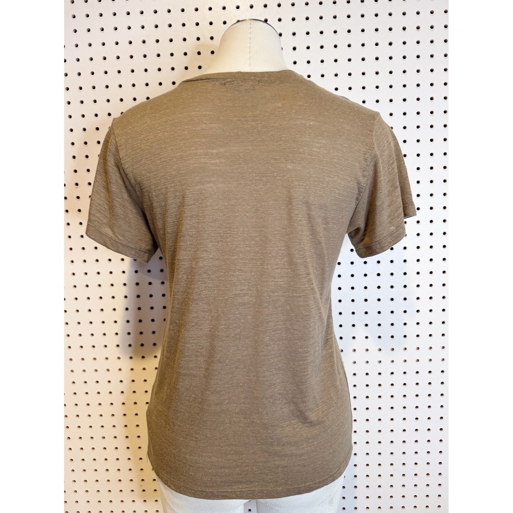 LNA | Olive Brown Asymmetrical Cutout Short Sleeve Slub Jersey Tee Size S - Picture 2 of 4